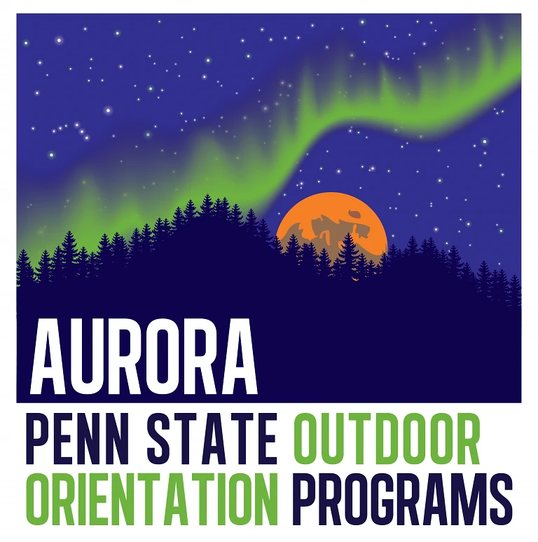 This is the logo for the Aurora Program, which shows a dark landscape with a red moon and the green Northern Lights. 