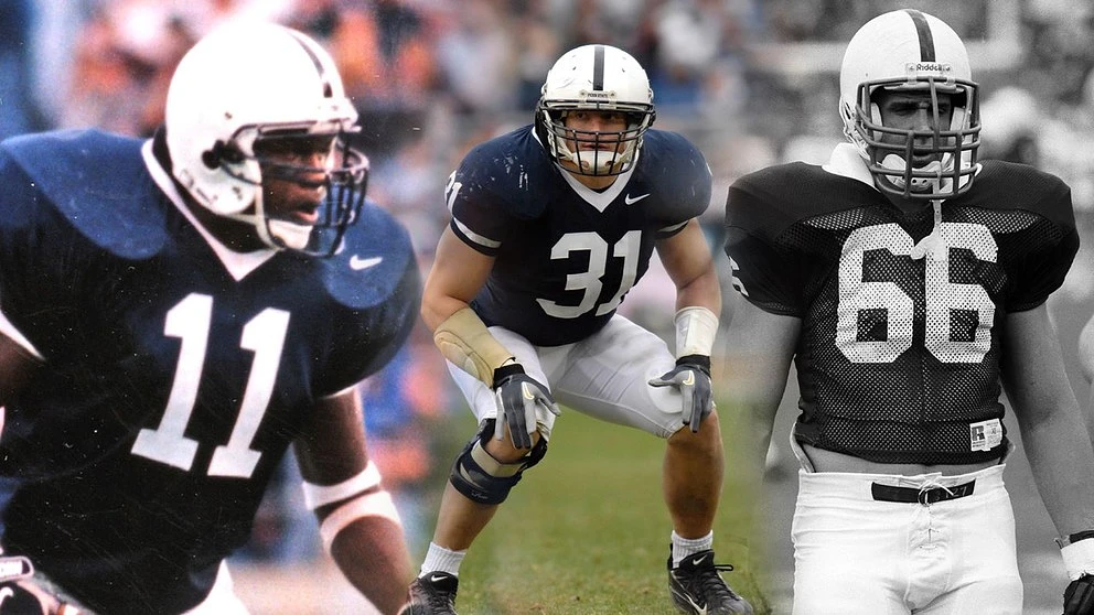 Former Nittany Lions LaVar Arrington, left, Paul Posluszny and Steve Wisniewski were among those selected as part of the ballot for the College Football Hall of Fame. IMAGE: PENN STATE ATHLETICS