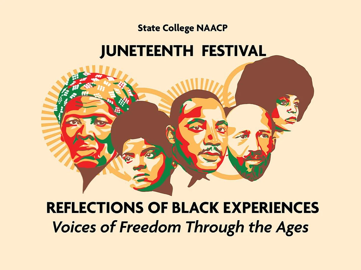 Reflections of Black Experiences: Voices of Freedom Through the Ages"  Juneteenth festival poster