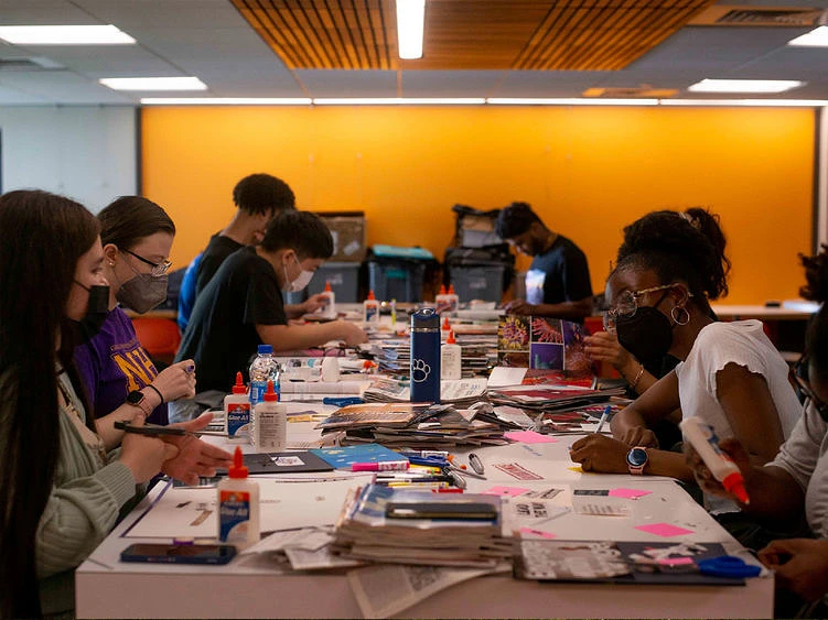 Penn State Abington students participating in the Sophomore Jump Start program created vision boards to serve as visual cues as they work towards refining their career and academic goals.