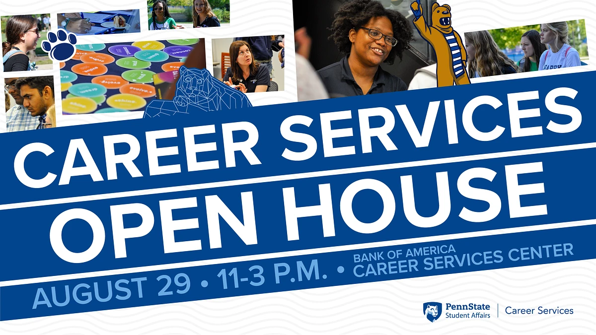 Career Services Open House various photos of students