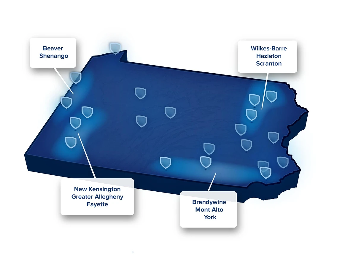 Map of Penn State commonwealth campuses. Credit: Penn State. Creative Commons.